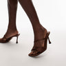 Topshop Fiona high heel mule with strap in brown
