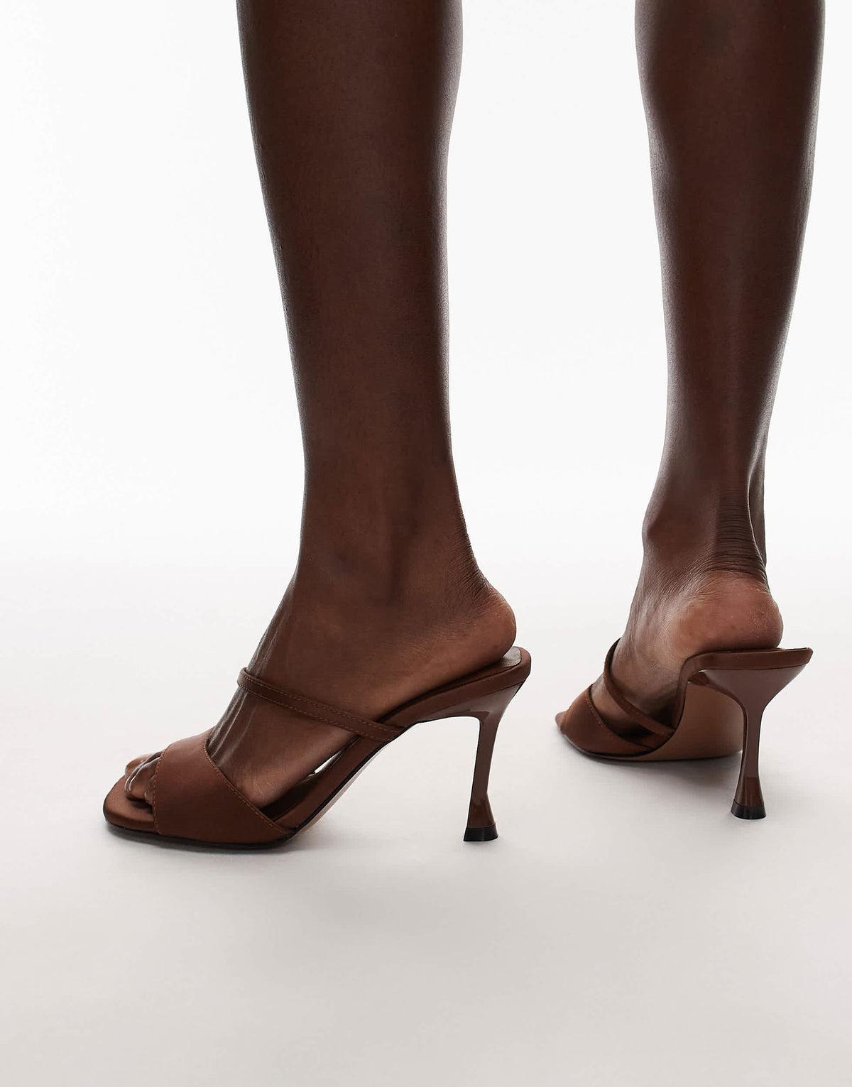 Topshop Fiona high heel mule with strap in brown