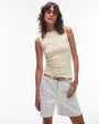 Topshop premium slash neck tank in buttermilk