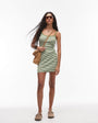 Topshop stripe rib cami mini dress in green