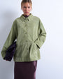 Topshop premium real suede patch pocket boxy jacket in green