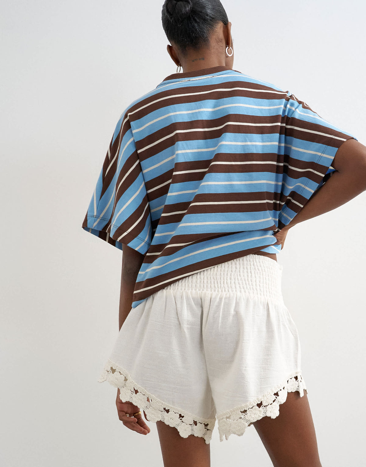 Topshop shirring detail knicker short in ecru