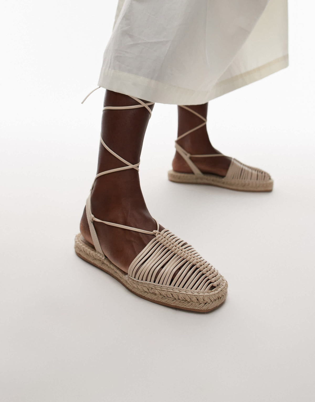 Topshop Helayna weave espadrille in off white