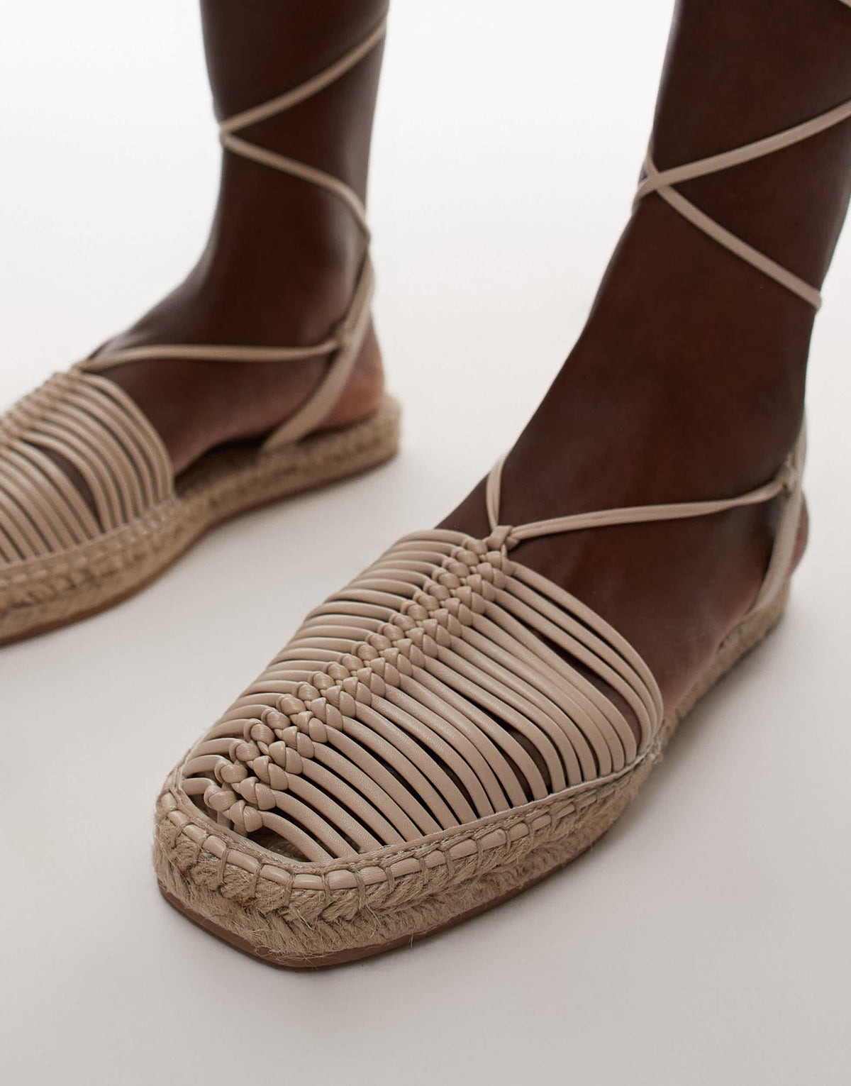 Topshop Helayna weave espadrille in off white