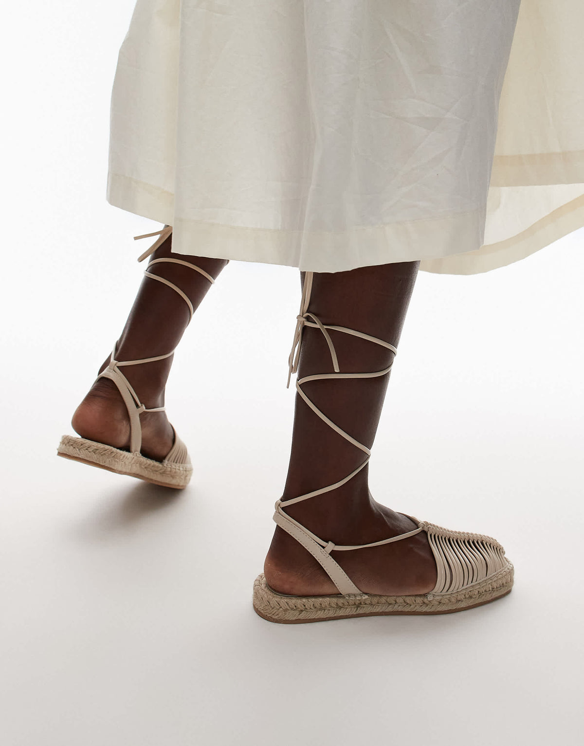 Topshop Helayna weave espadrille in off white