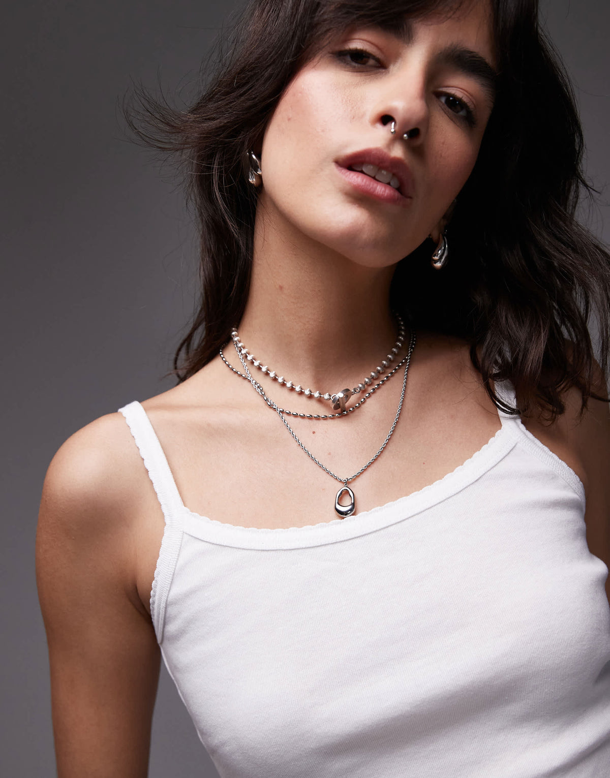 Topshop vest with scallop trim in white