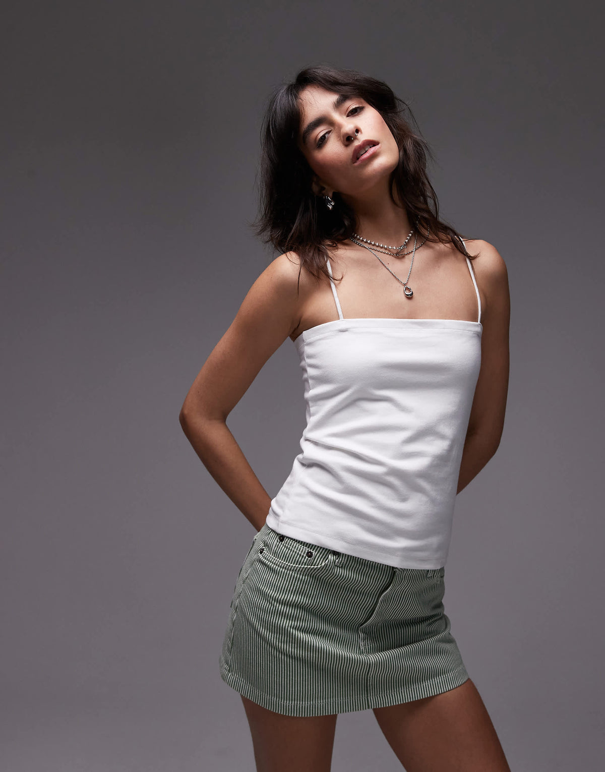 Topshop spaghetti strap tube top in white