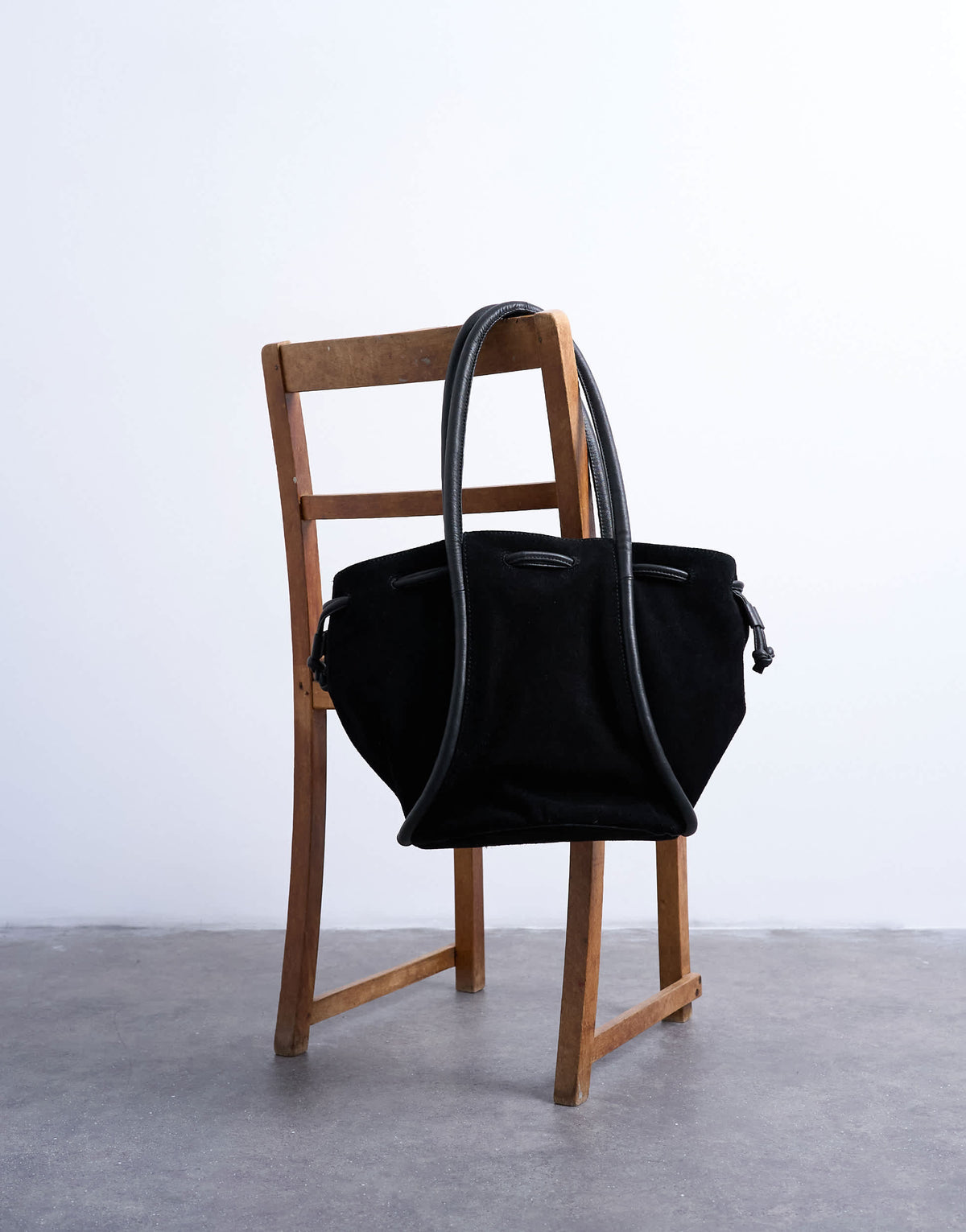 Topshop Sena real suede leather shoulder bag in black