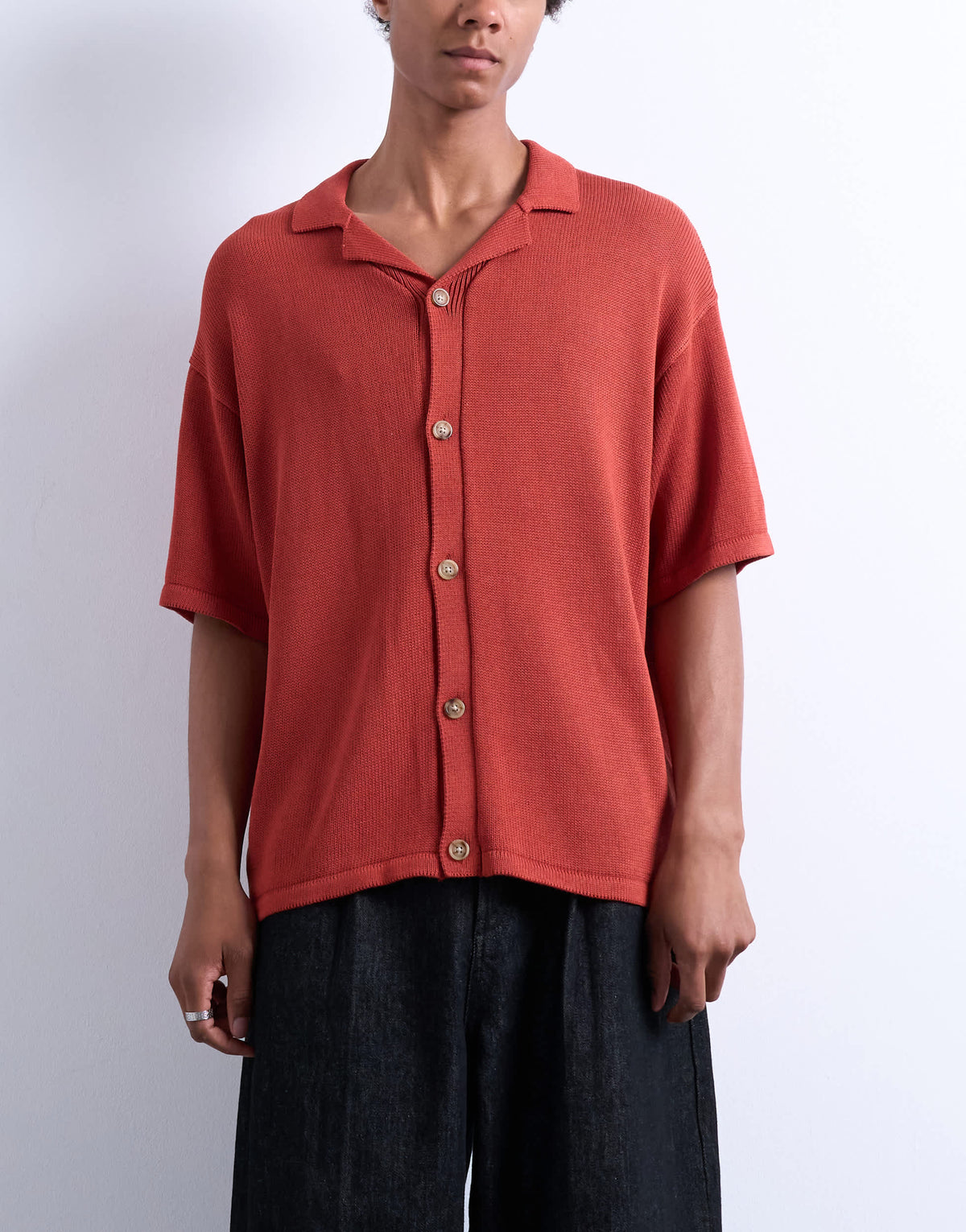 Topman relaxed button through shirt in red