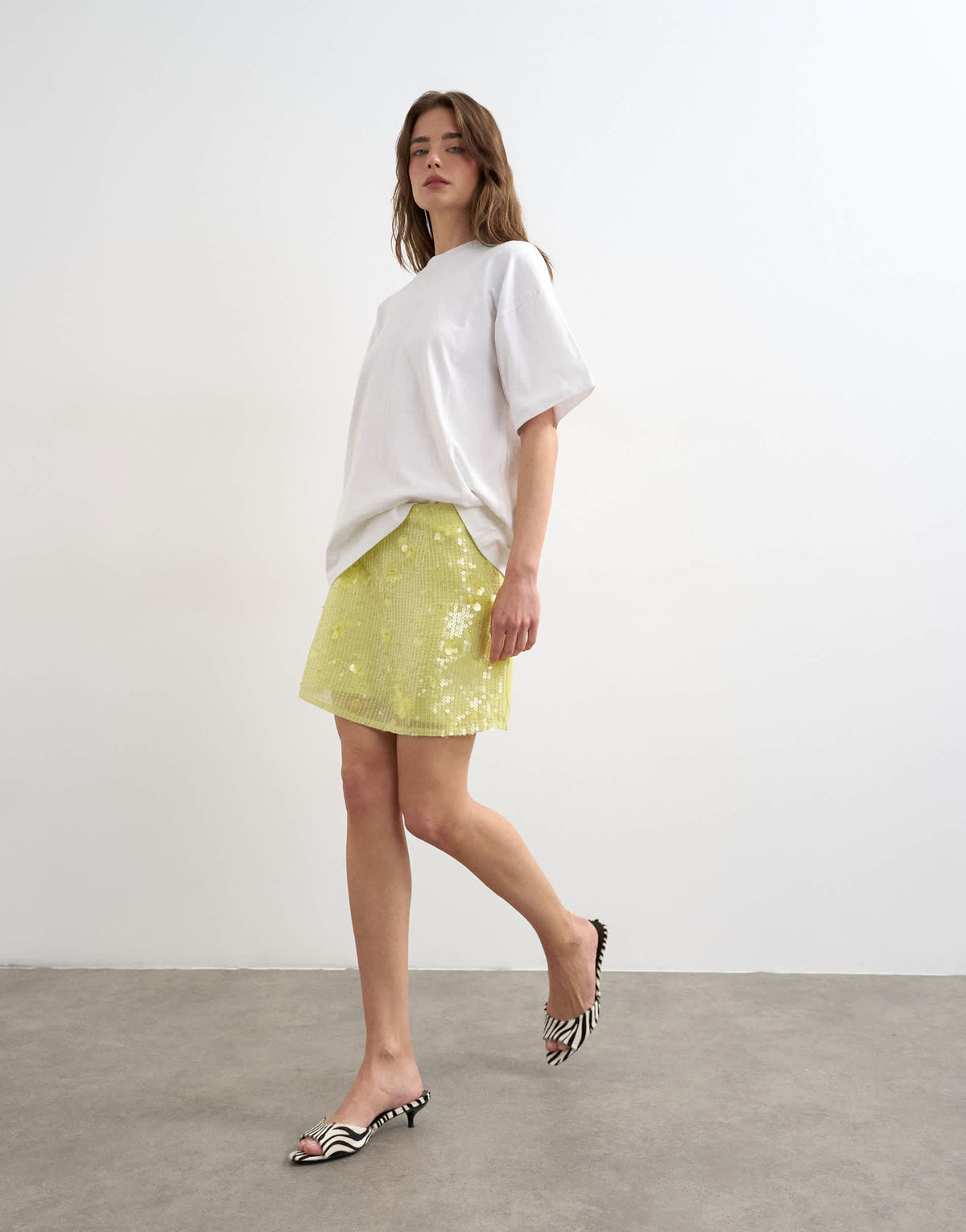 Topshop floral sequin mini skirt with tie sides in yellow