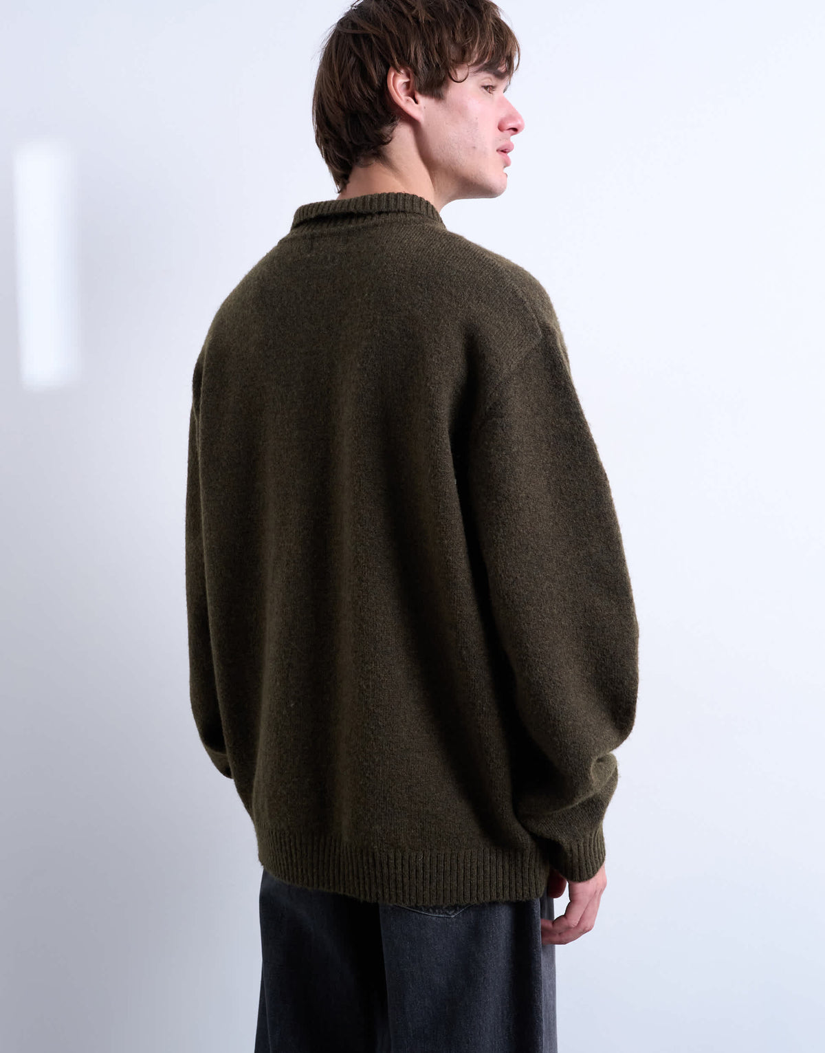 Topman oversized fit button through cardigan in khaki
