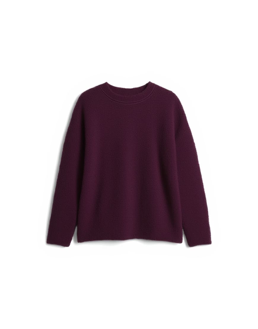 Topman relaxed fit boucle jumper in burgundy