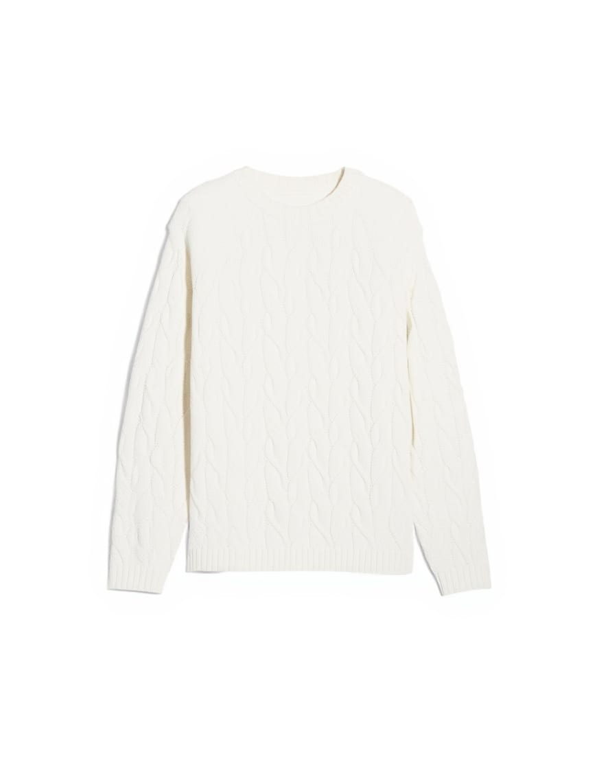 Topman relaxed fit heavyweight knitted jumper with cable in cream