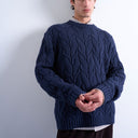 Topman pull en maille épaisse torsadée coupe décontractée bleu marine