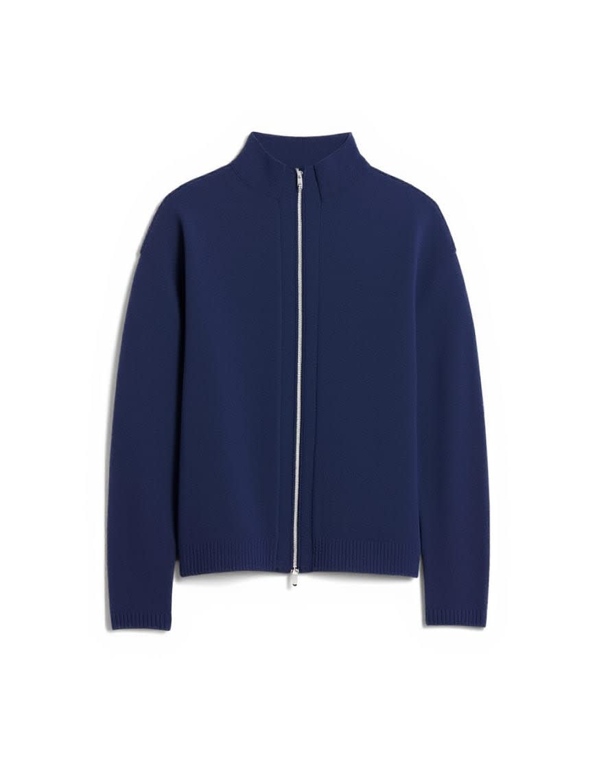 Topman double zip funnel neck cardigan in navy