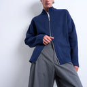 Topman double zip funnel neck cardigan in navy