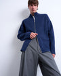Topman double zip funnel neck cardigan in navy