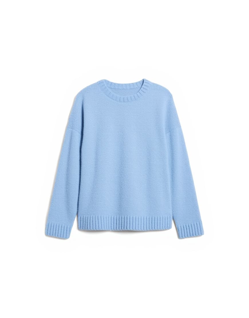 Topman loose knit crew jumper in mid blue