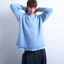 Topman loose knit crew jumper in mid blue
