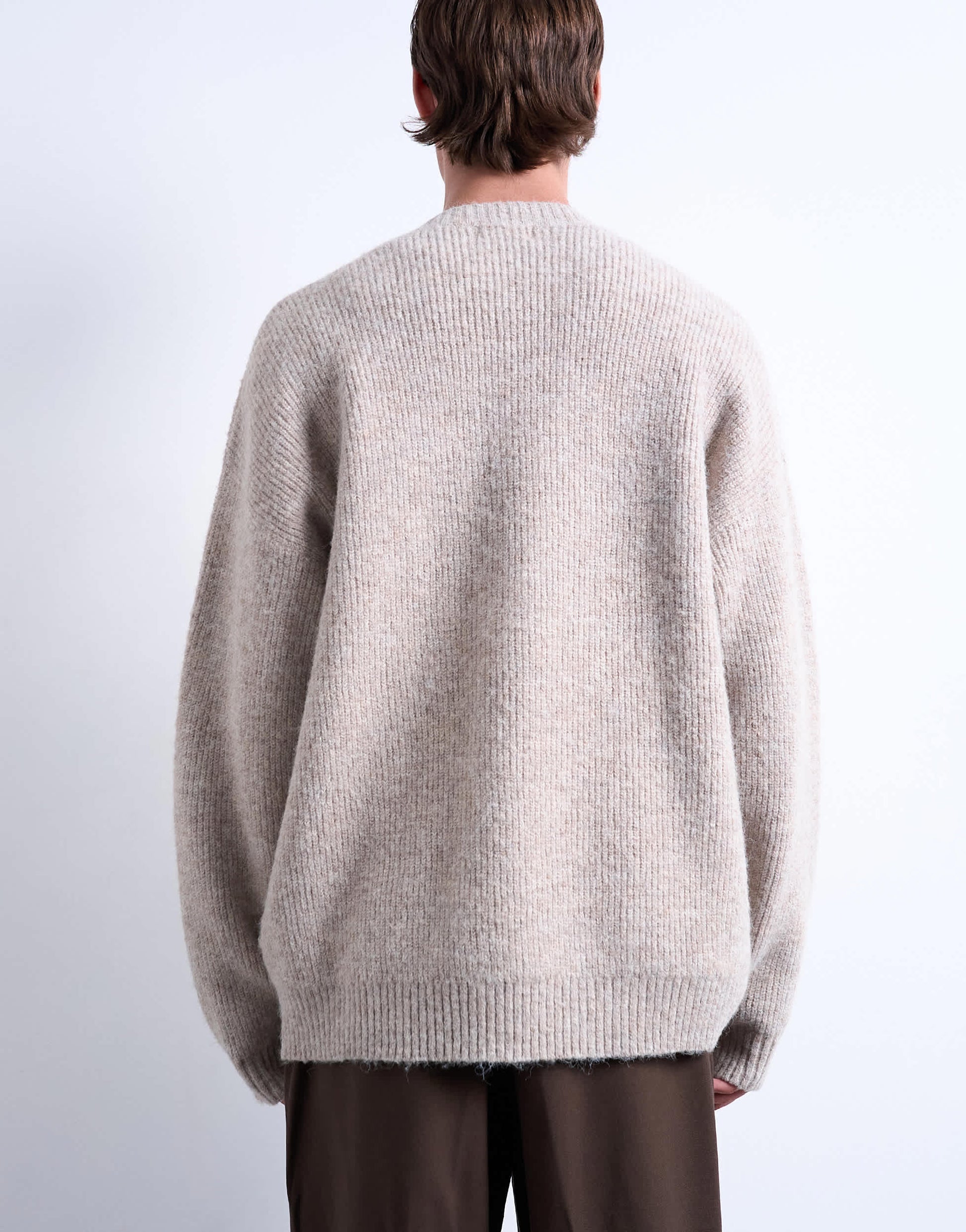 Topman oversized fit crew jumper in stone