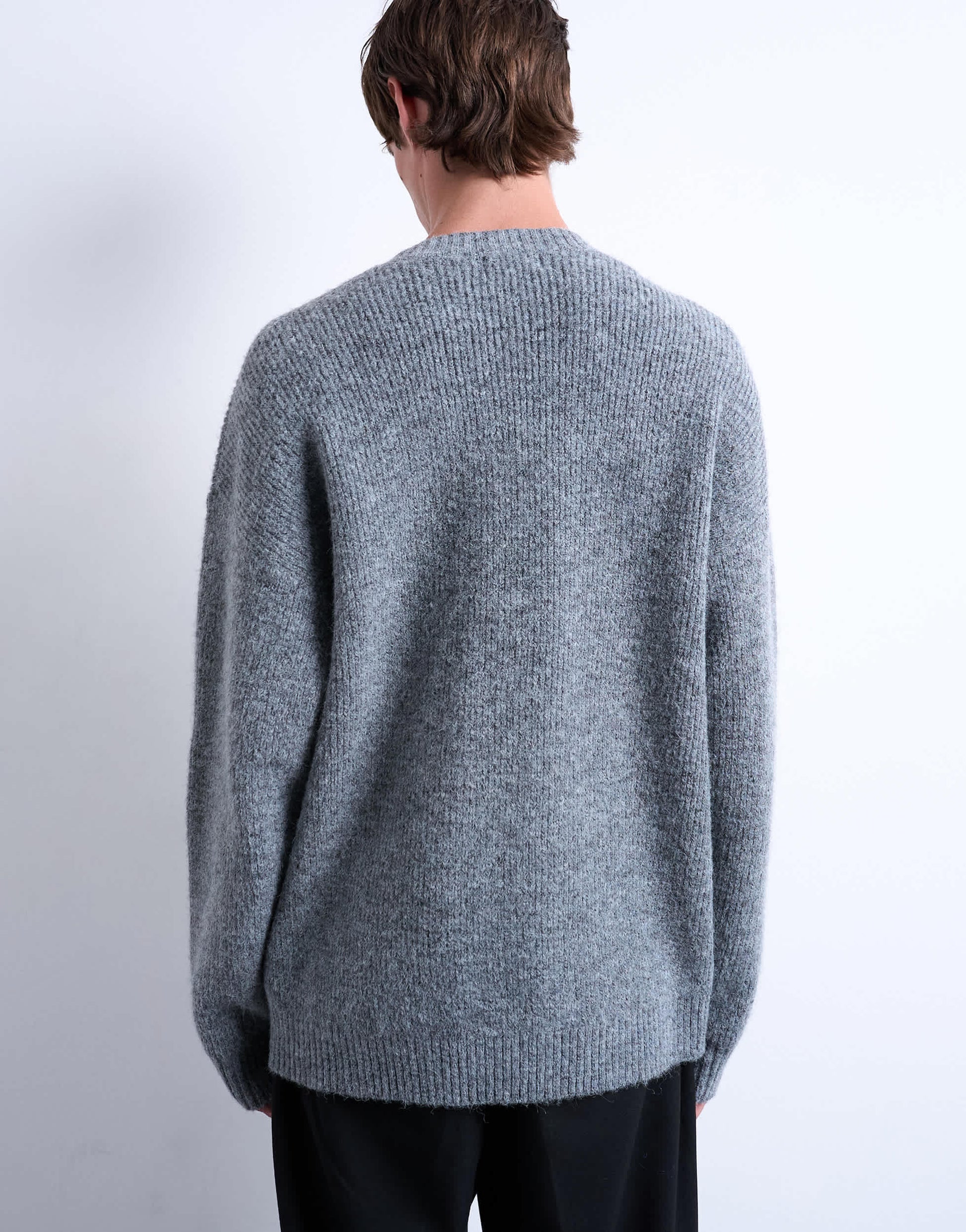 Topman oversized fit crew jumper in charcoal