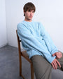Topman relaxed fit boucle jumper in mid blue