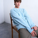 Topman relaxed fit boucle jumper in mid blue