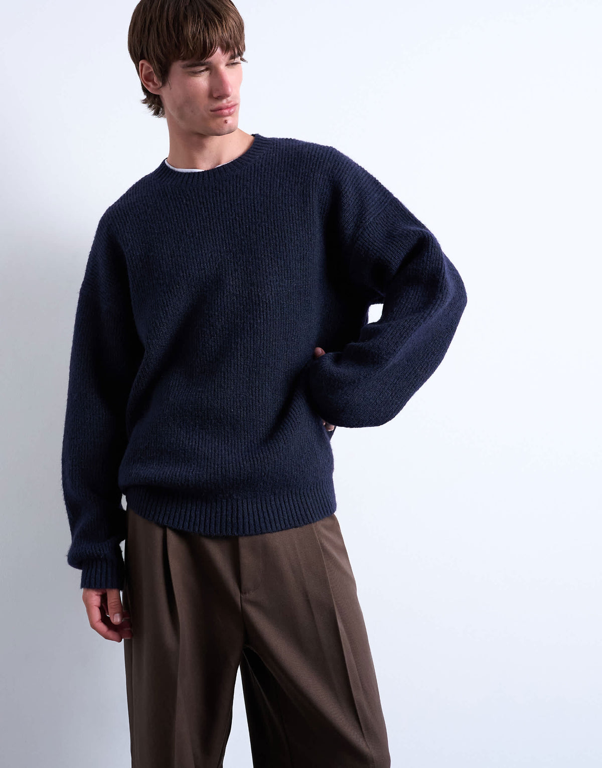 Topman oversized fit crew jumper in navy