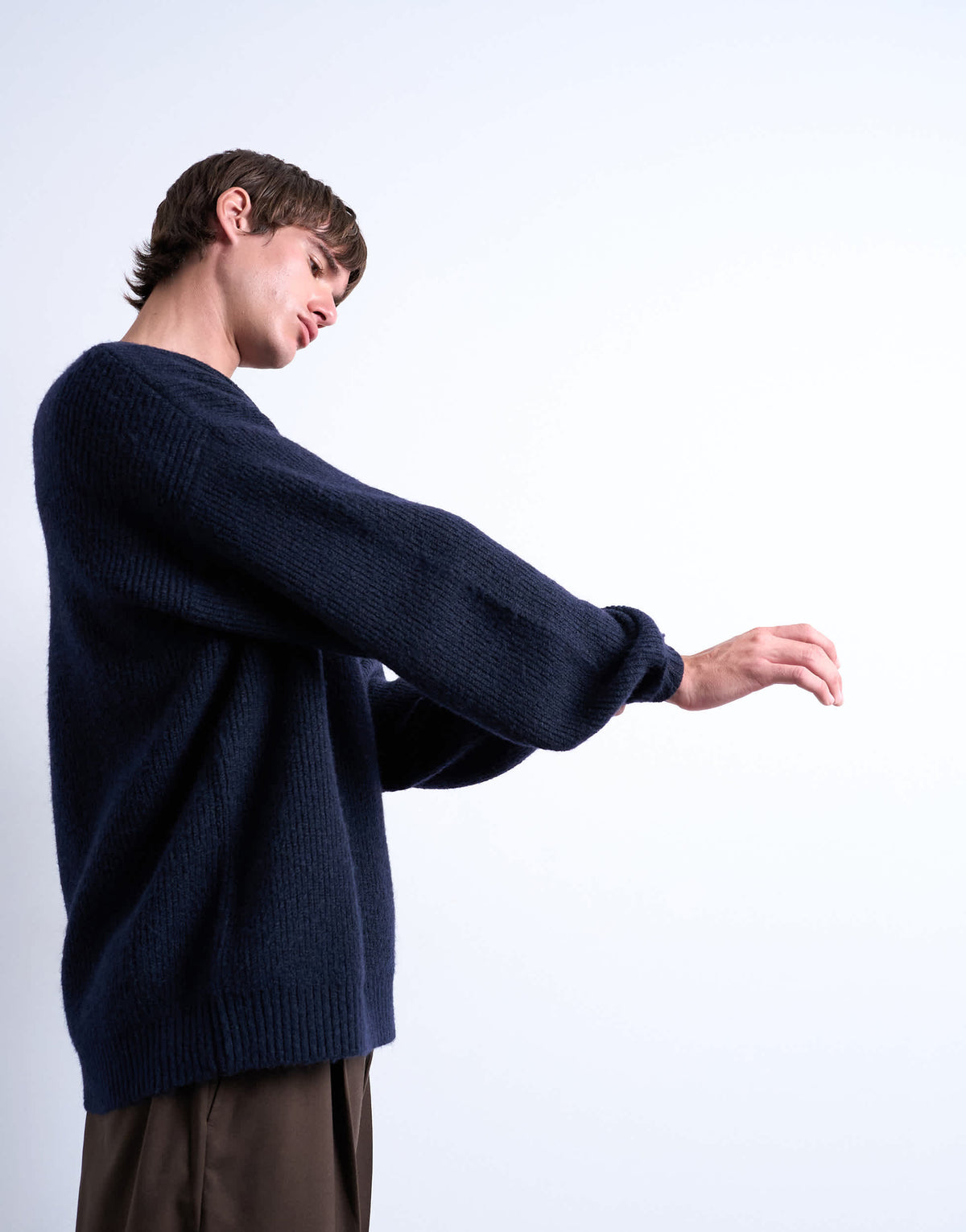 Topman oversized fit crew jumper in navy
