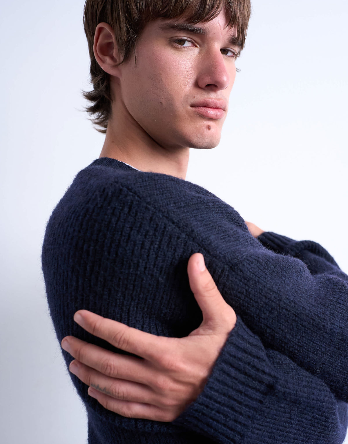 Topman oversized fit crew jumper in navy