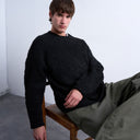 Topman Bouclé-Pullover in Schwarz mit Relaxed Fit
