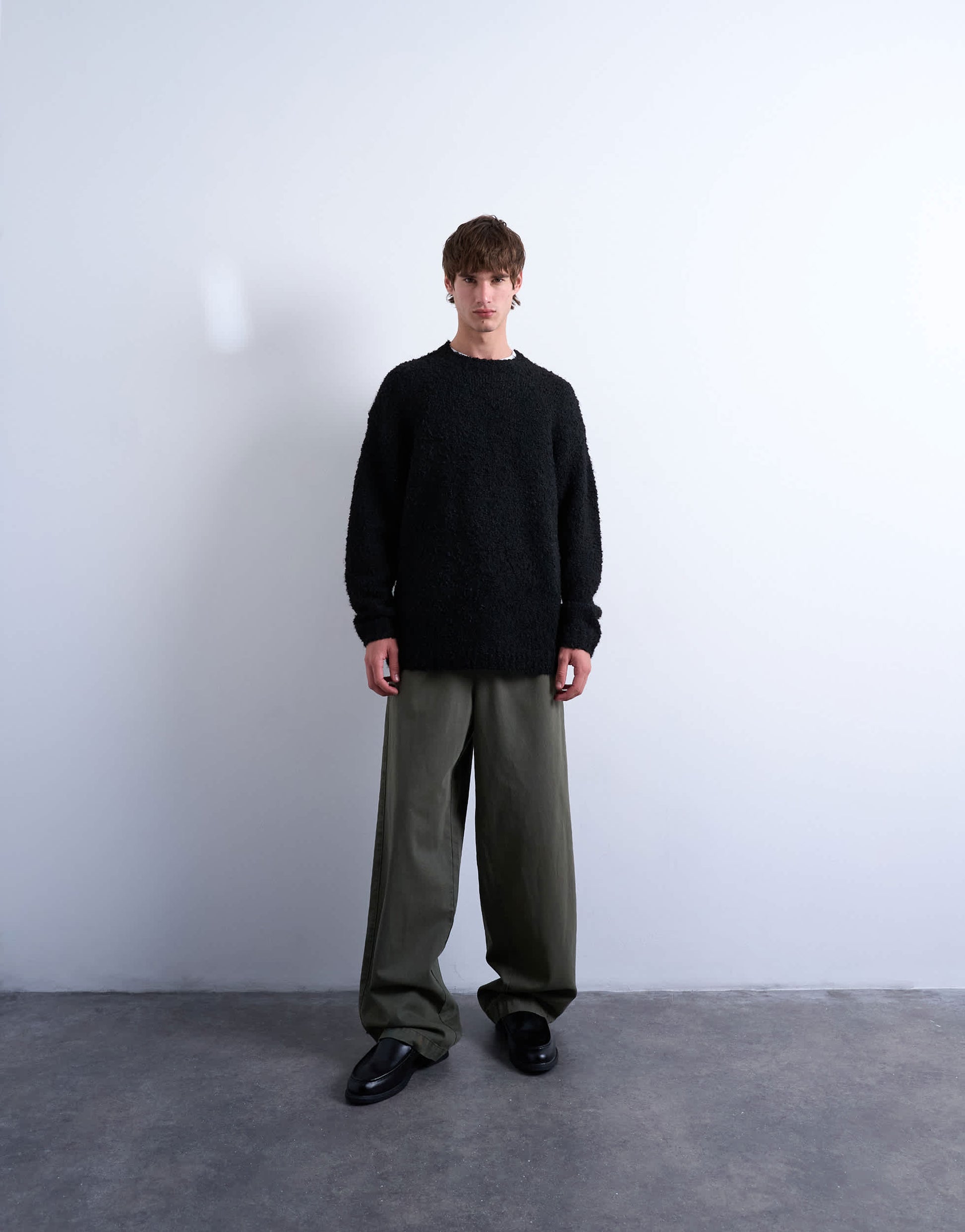 Topman relaxed fit boucle jumper in black