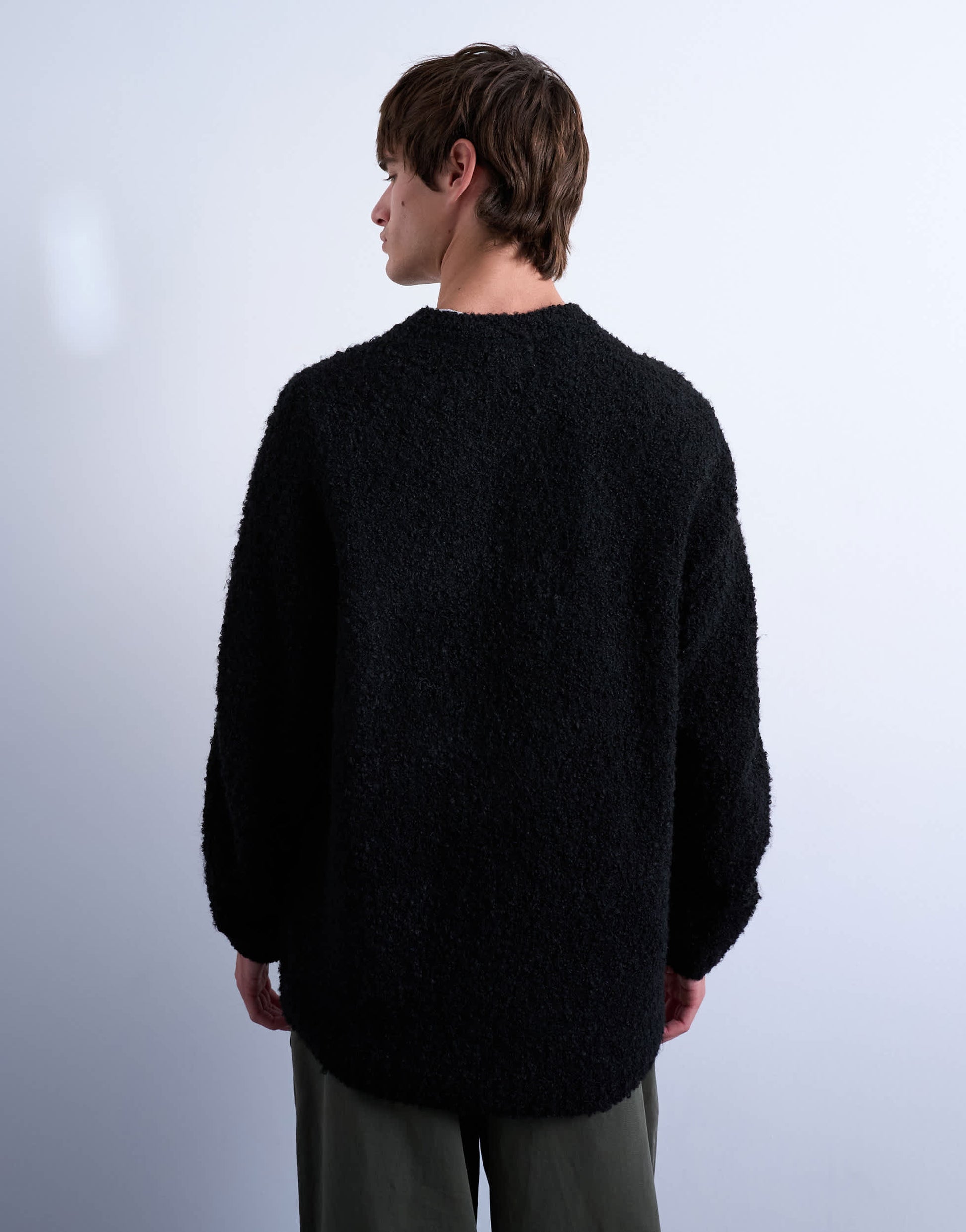 Topman relaxed fit boucle jumper in black