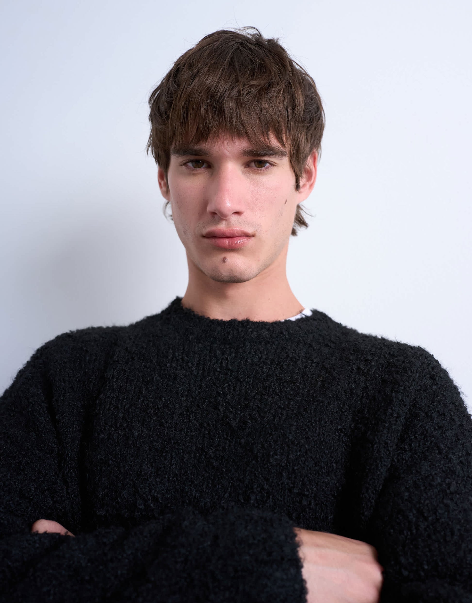 Topman relaxed fit boucle jumper in black