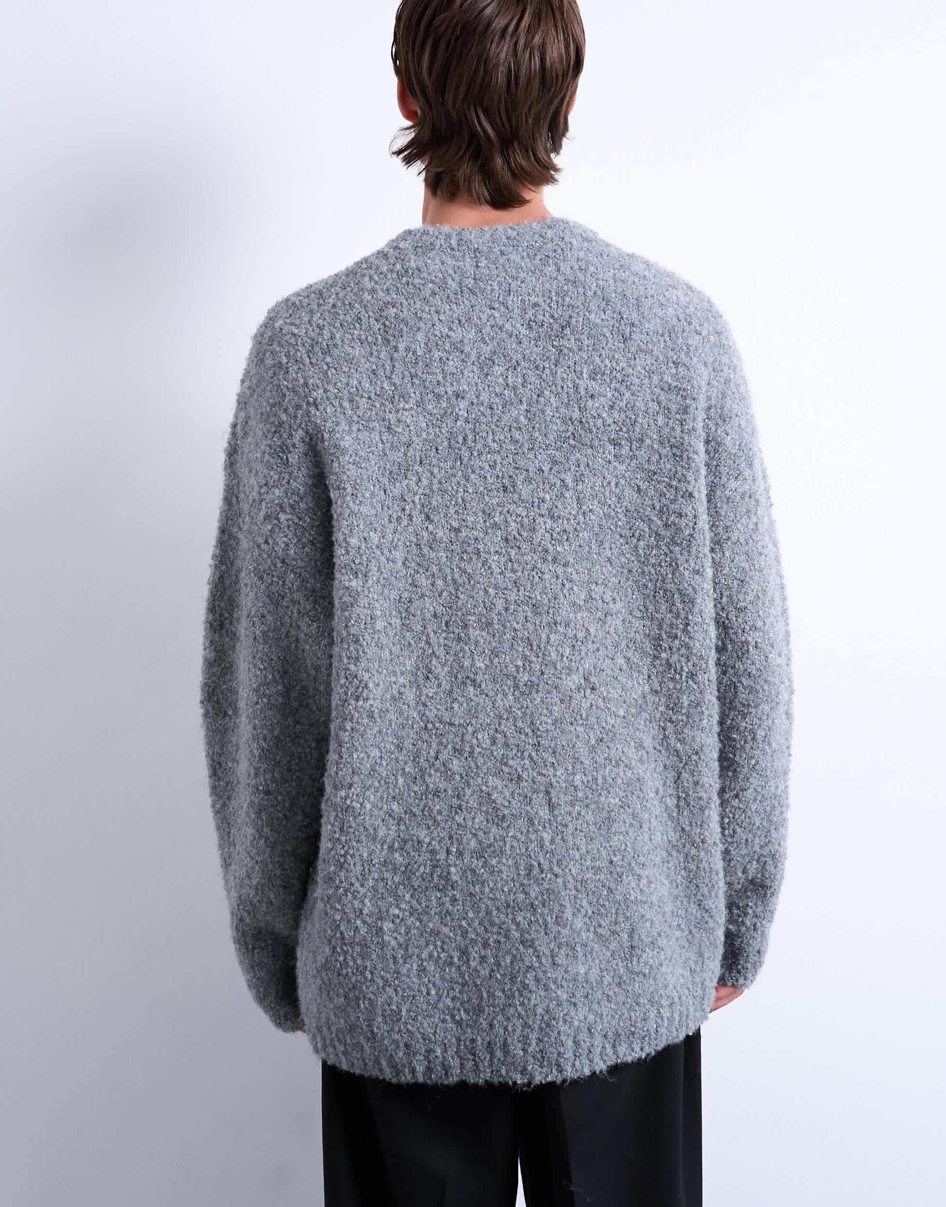 Topman relaxed fit boucle jumper in light grey