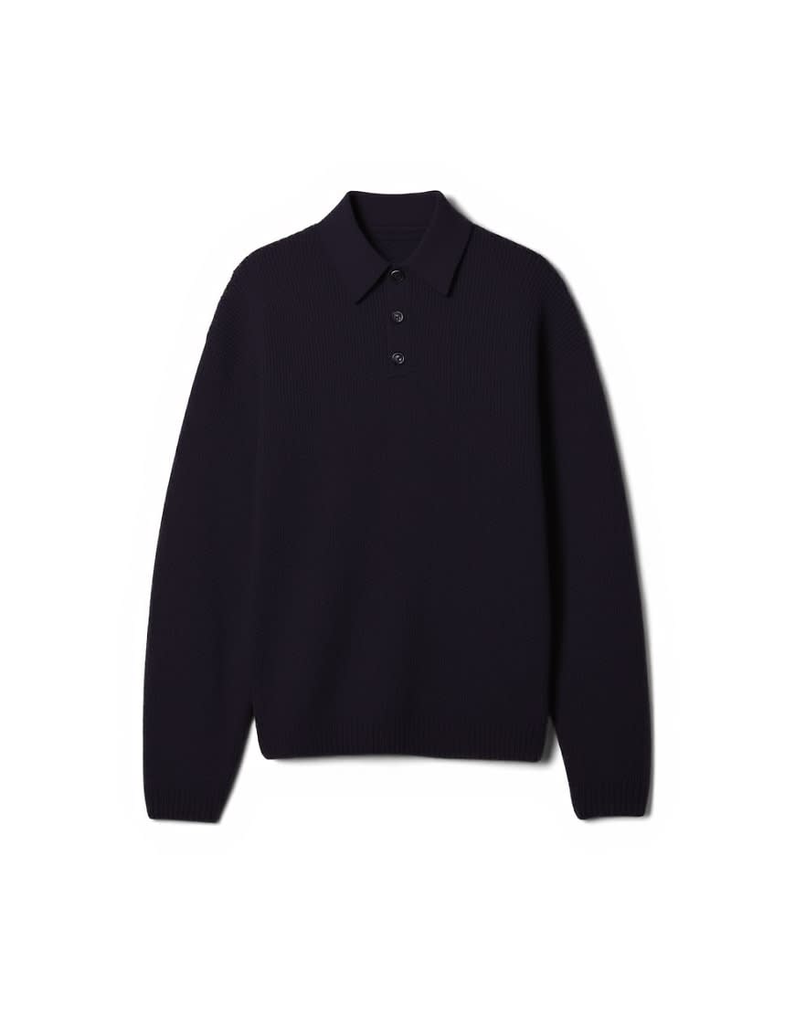 Topman oversized fit knitted polo in navy