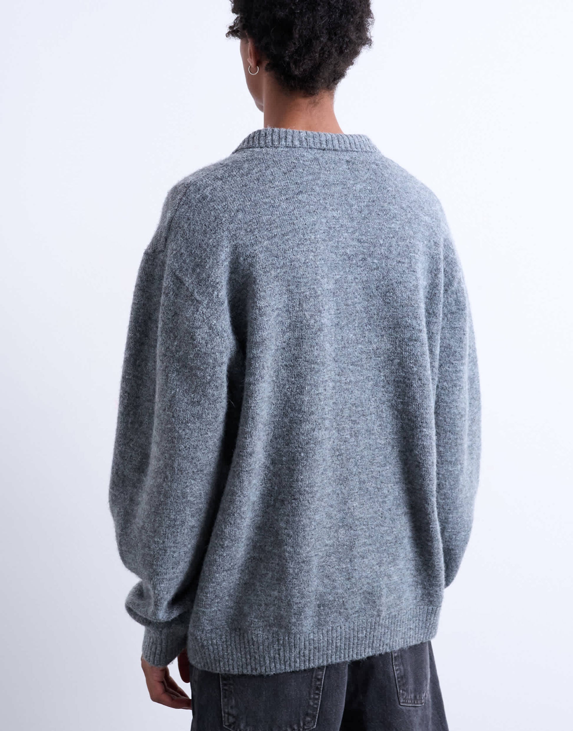 Topman oversized fit button through cardigan in charcoal