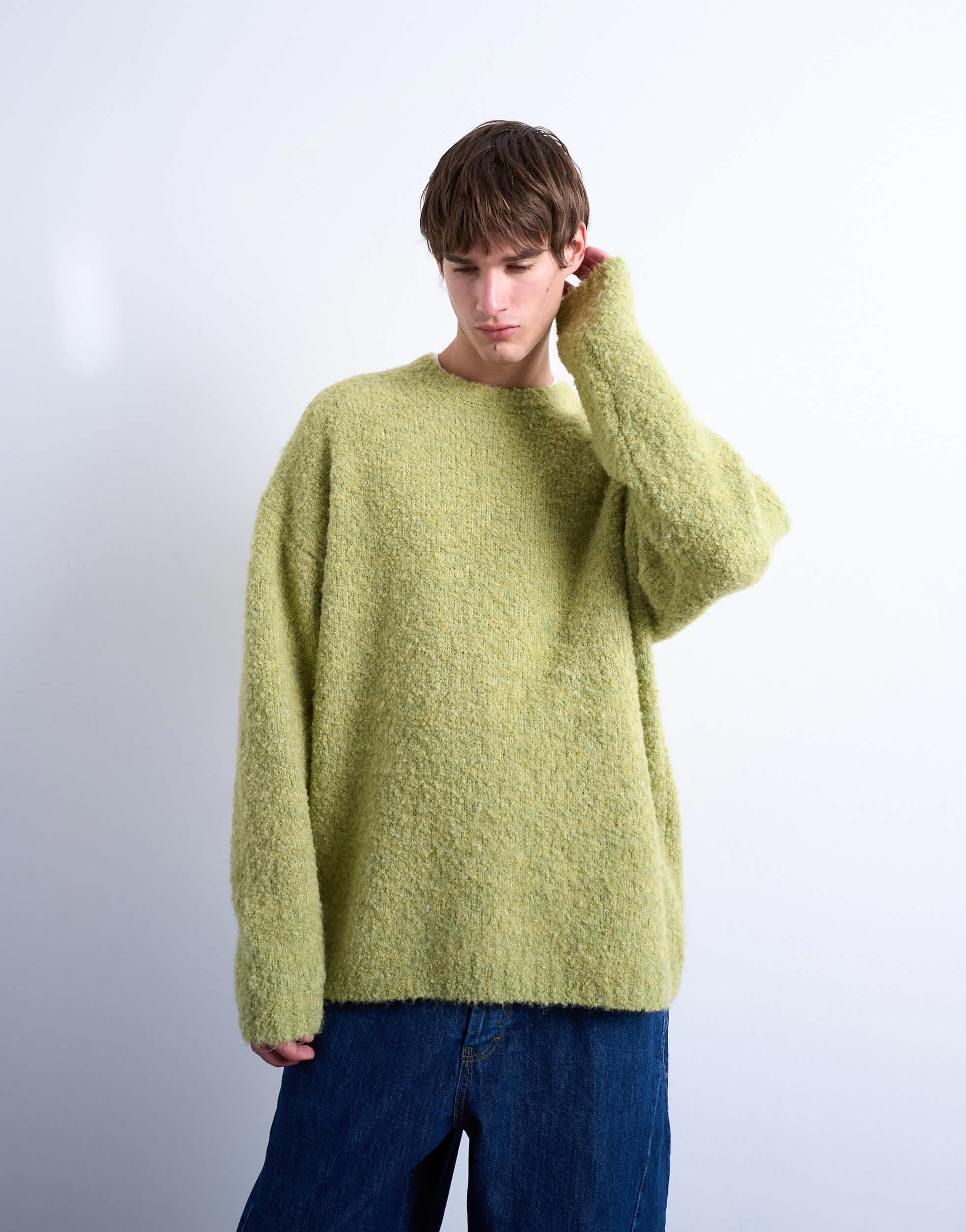 Topman relaxed fit boucle jumper in green