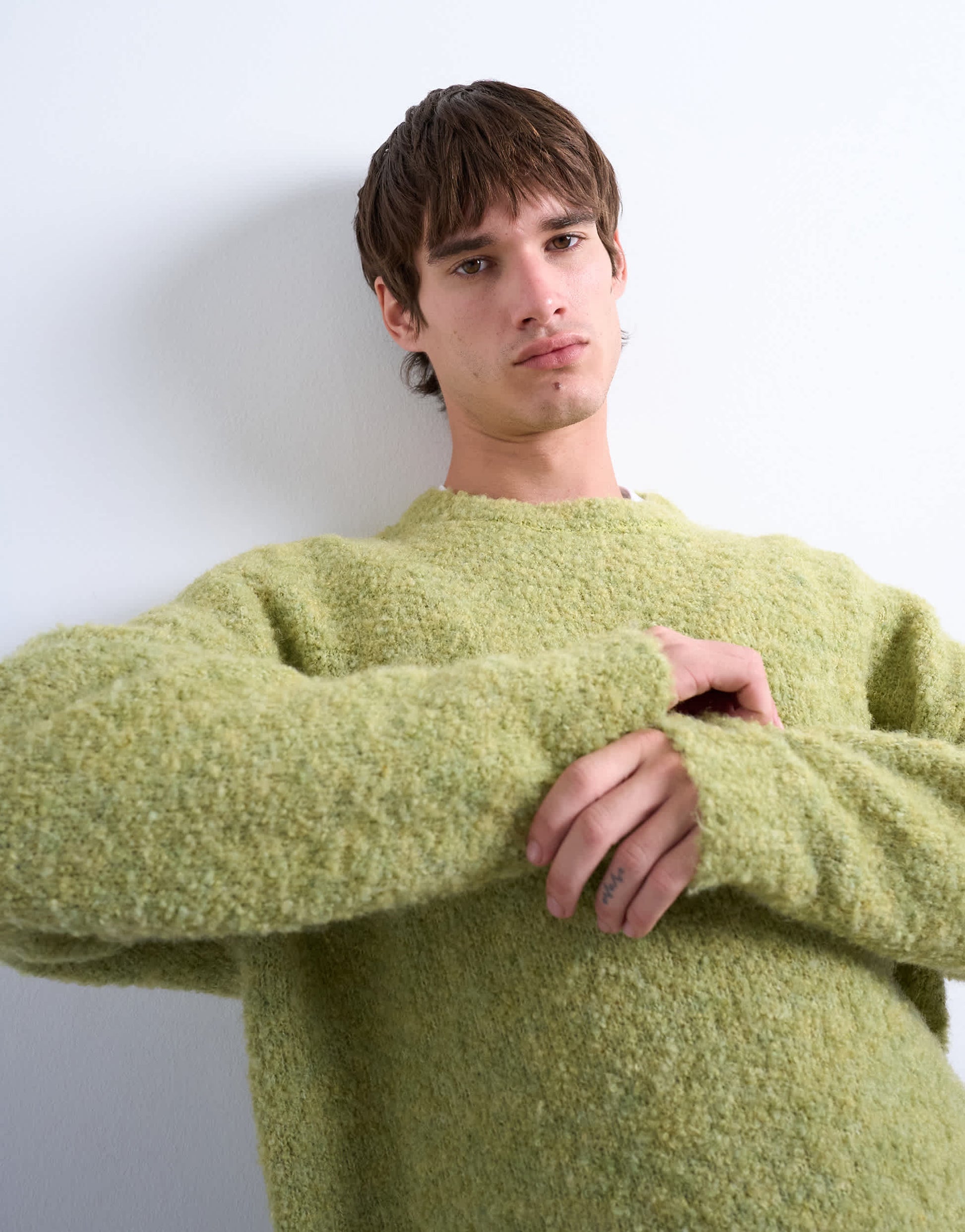 Topman relaxed fit boucle jumper in green