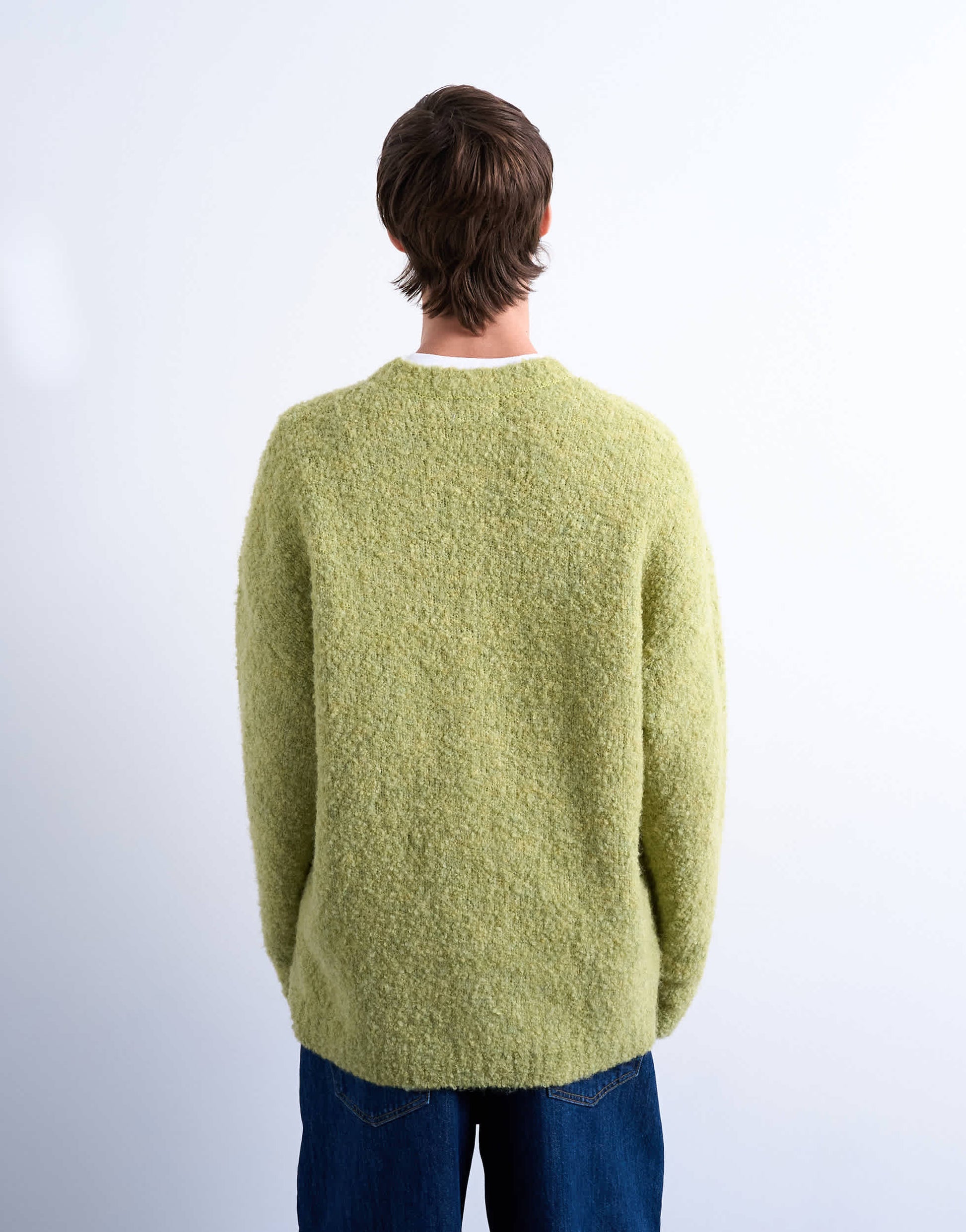 Topman relaxed fit boucle jumper in green