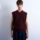Topman oversized fit knitted v-neck tank in burgundy