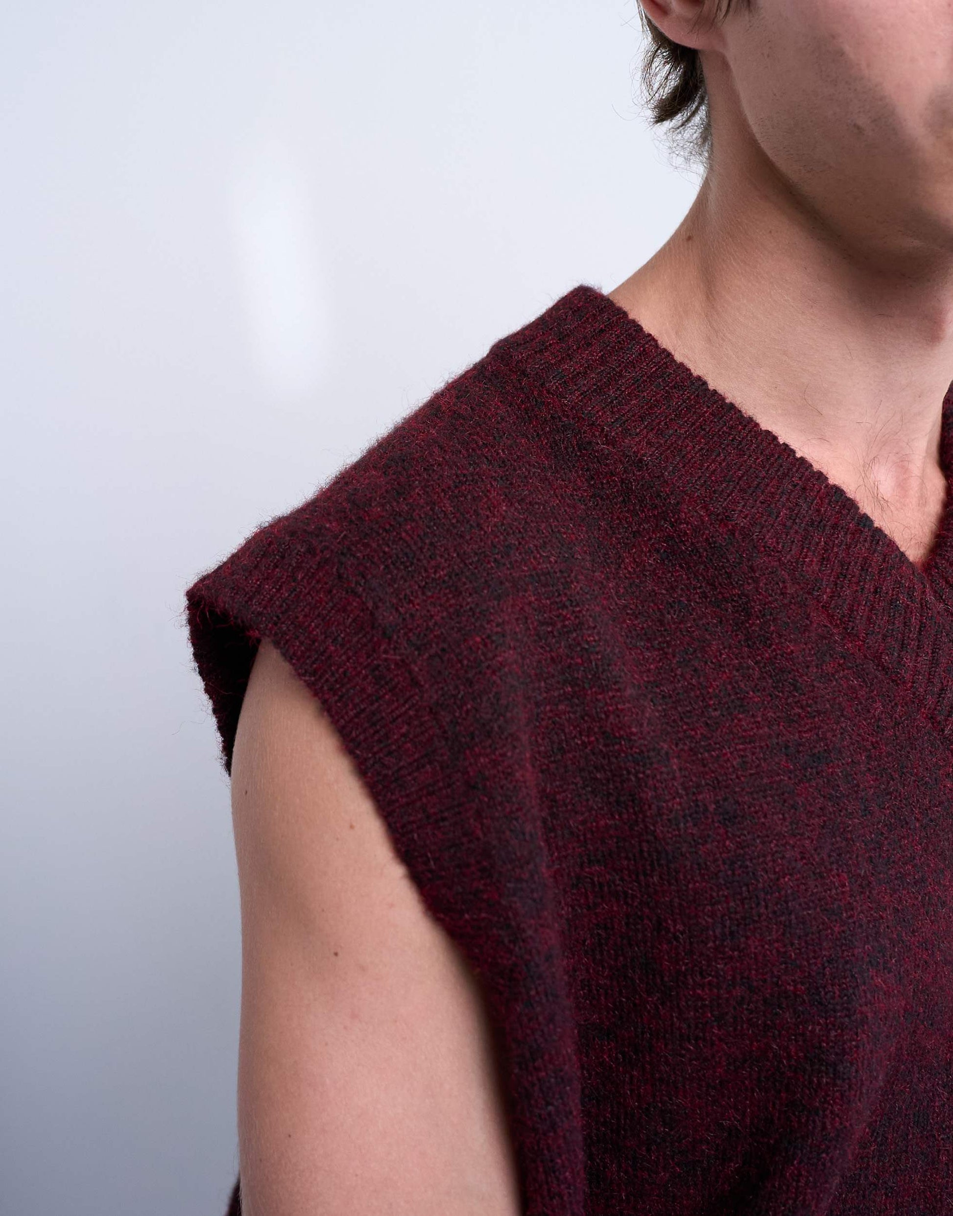 Topman oversized fit knitted v-neck tank in burgundy