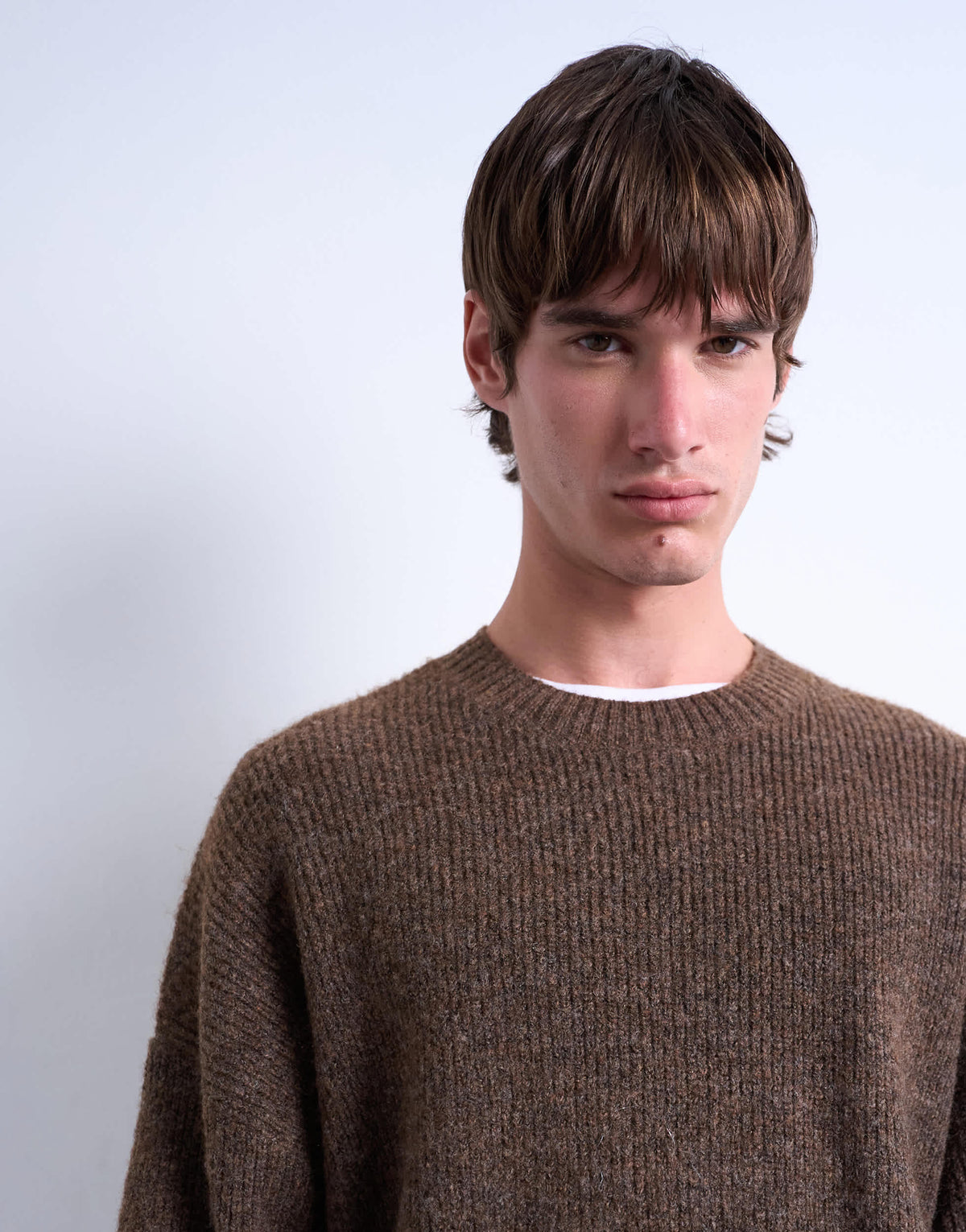 Topman oversized fit crew jumper in brown