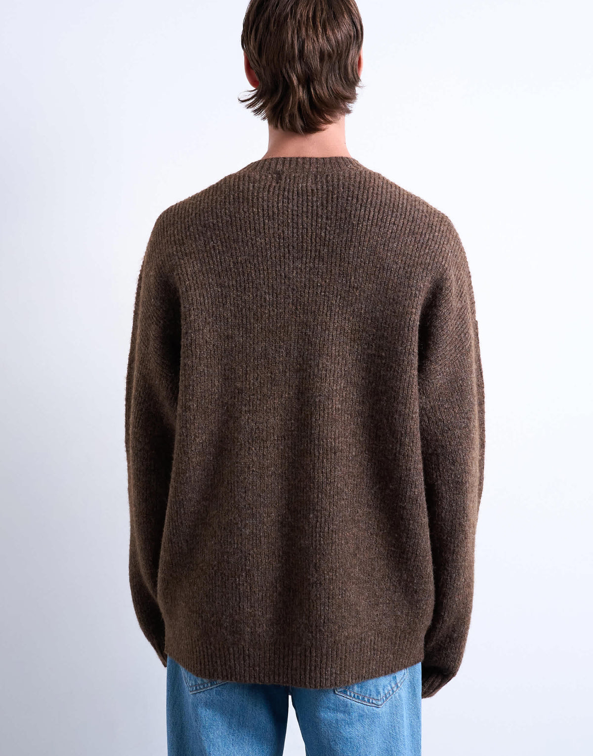 Topman oversized fit crew jumper in brown