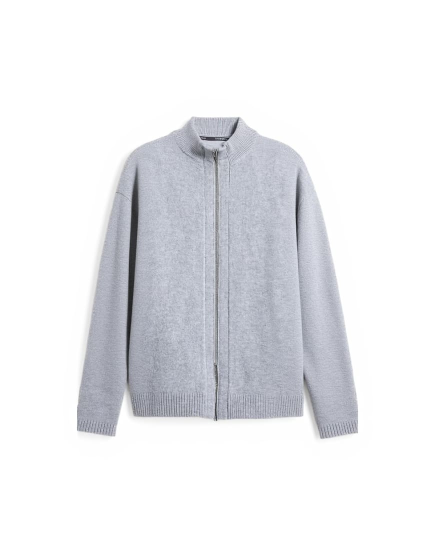 Topman double zip funnel neck cardigan in grey