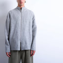 Cardigan Topman gris avec double fermeture éclair et col cheminée
