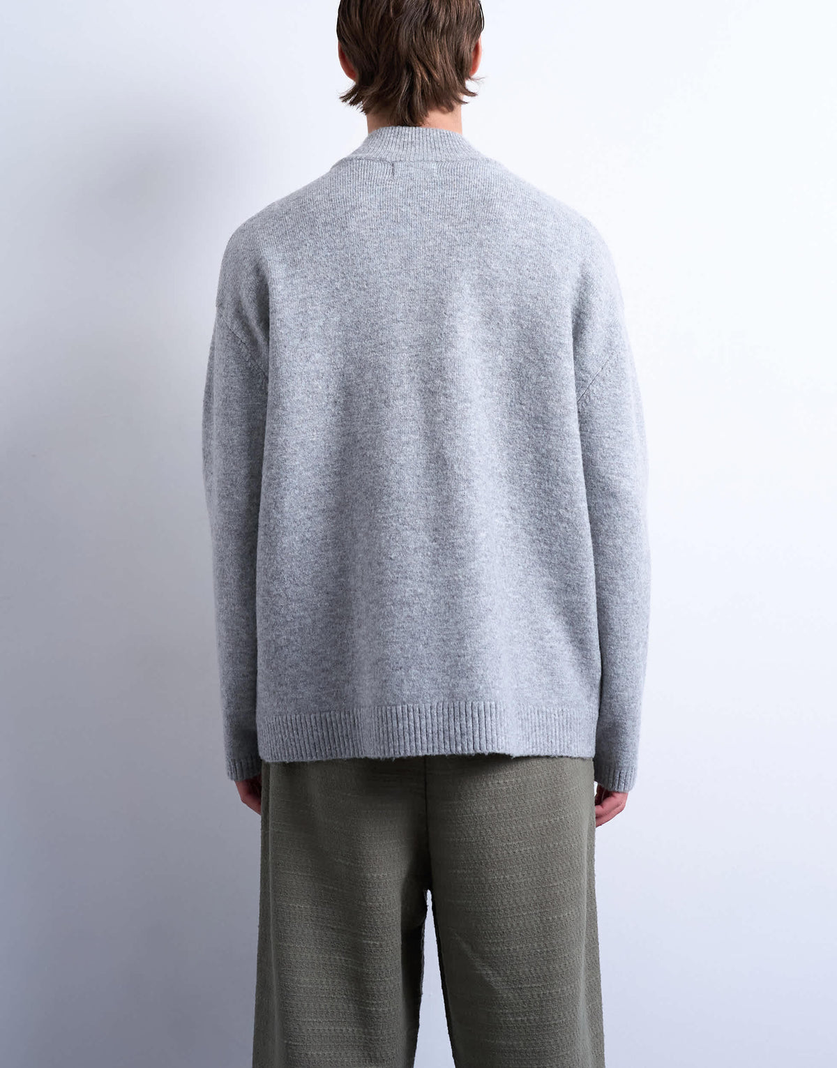 Topman double zip funnel neck cardigan in grey