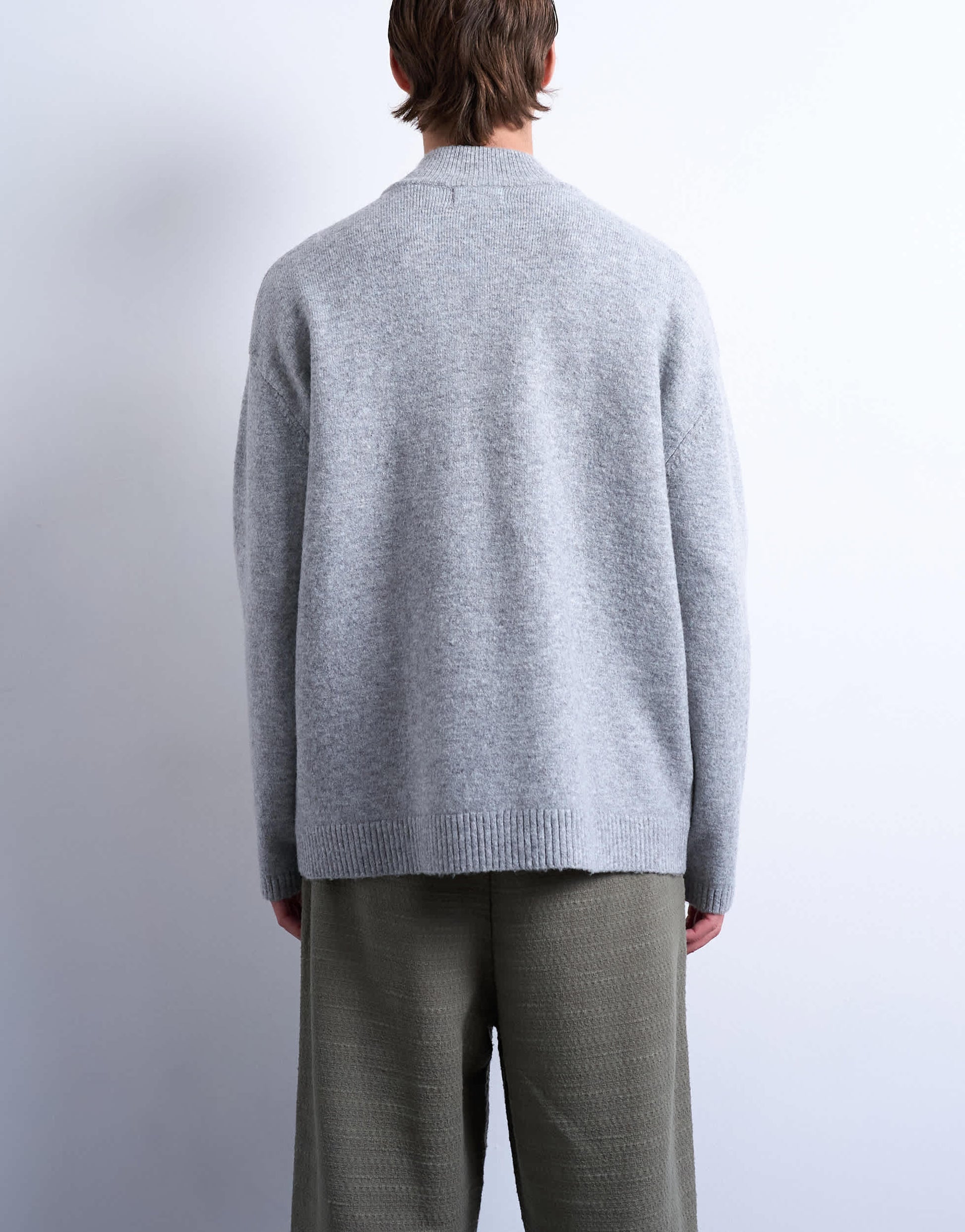 Topman double zip funnel neck cardigan in grey