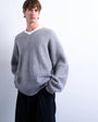 Topman oversized fit v neck jumper in grey