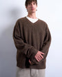 Topman oversized fit v neck jumper in brown